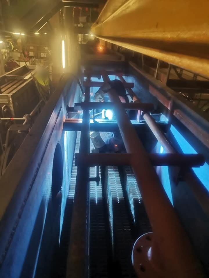 Soudage à l'intérieur d'un caisson